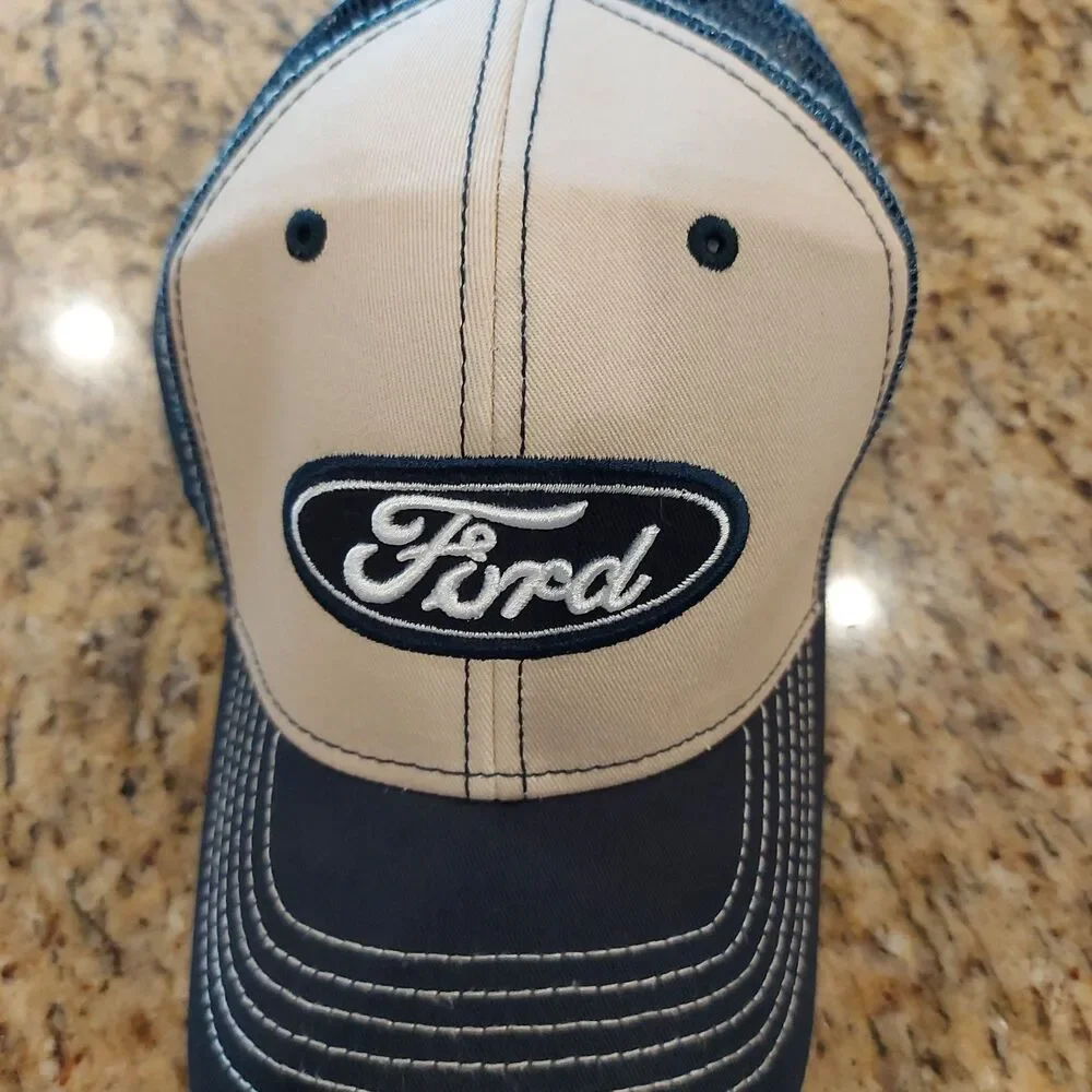 Ford Trucker Hat Canvas Front Blue Mesh Snapback Officially Licensed OSFA